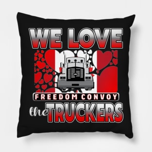 WE LOVE THE TRUCKERS - TRUCKERS FOR FREEDOM CONVOY  2022 TO OTTAWA CANADA SILVER AND RED Pillow