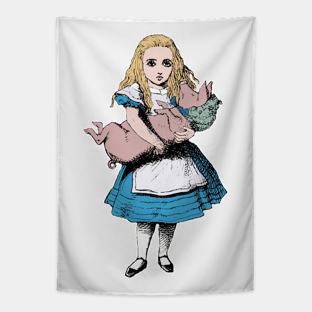 Alice and Pig Tapestry by MandyE