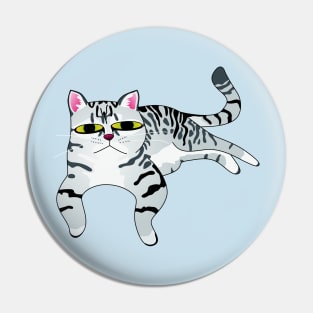 Relaxed Grey Tabby Cat Pin