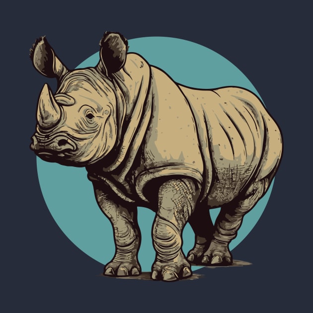 Rhinoceros Vector Art Illustration || Cute Rhino by Mad Swell Designs