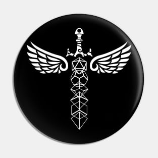 Winged Polyhedral Dice Sword TRPG Tabletop RPG Gaming Addict Pin