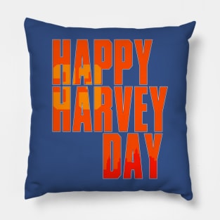 Happy Harvey Day In Orange Pillow