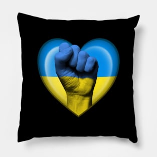 Ukrainian Heart with Raised Fist Pillow