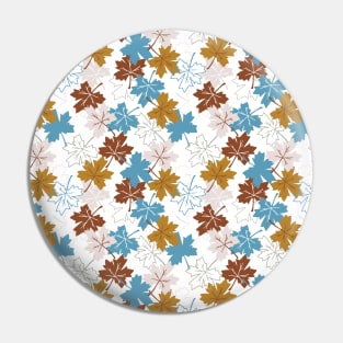 Blue And Brown Failing Leaves Autumn Pattern Pin