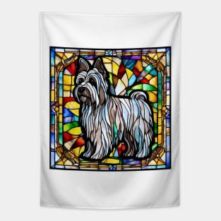 Stained Glass Skye Terrier Tapestry