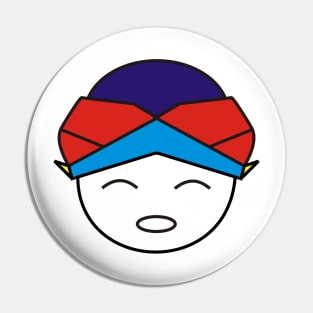 Smiling Red Blue Blangkon Boy Pin