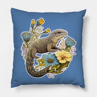 Water Colour Lizard Pillow