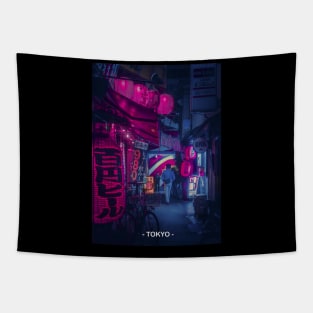 Tokyo Street Neon Synthwave Tapestry