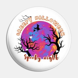 Creepy Halloween moon Pin