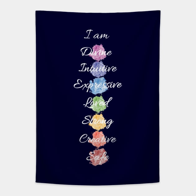 Seven Chakra Energy Affirmation Tapestry by Bluepress