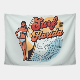 Surf Florida // Vintage Surfer Babe // Retro Surfing Tapestry