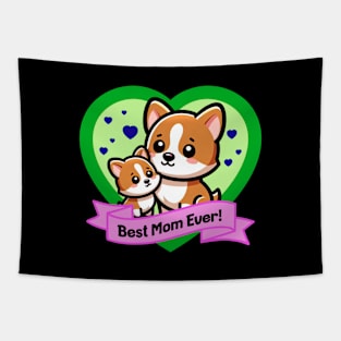 Best Mom Ever Cute Corgis Tapestry