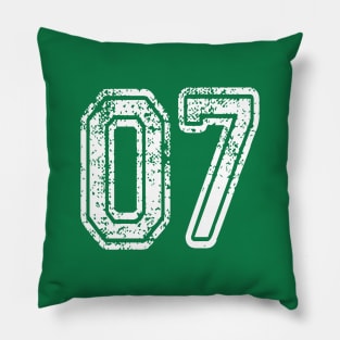 Number 07 Grungy in white Pillow