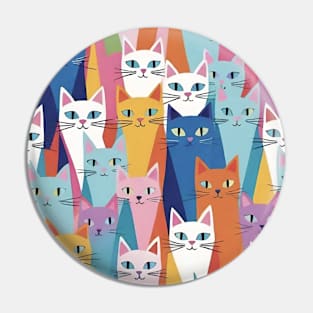 Vibrant Whisker Tapestry: A Colorful Cat Pattern Extravaganza Pin