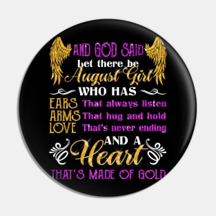 Awesome August Girl T shirt Gift Birthday Pin