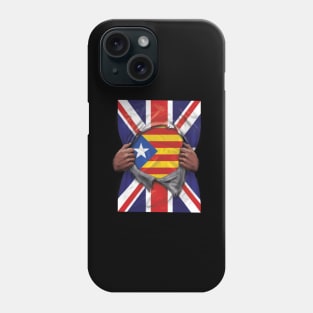 Catalonia Flag Great Britain Flag Ripped - Gift for Catalan From Catalonia Phone Case