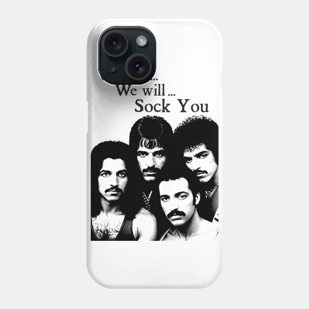 We will SOCK YOU Classic Rock Band Cursed Music Tee PARODY Retro Off Brand Phone Case by blueversion