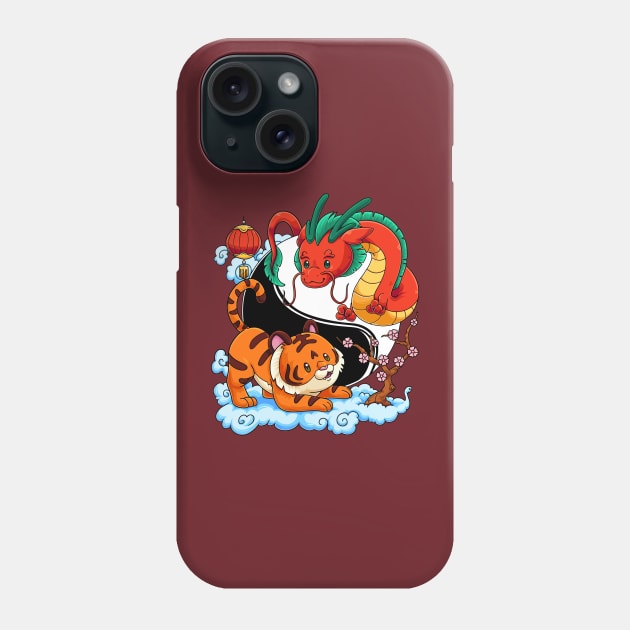 Yin Yang Tiger and Dragon: Year of the Dragon Phone Case by GoshWow 