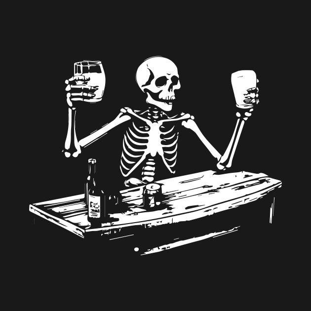 skeleton drinking beer by lkn