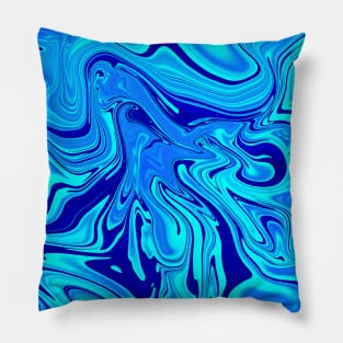 Light and Dark Blue Digital Fluid Art Pillow