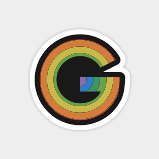 Retro Rainbow 'G' Sticker Magnet