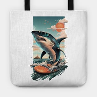 Surfing Shark Surf Retro Cool Gift For Surfer Funny Croc Surfin' Alligator Beach. Tote