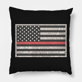 Grunge Thin Red Line Flag - Firefighter Gifts for Families Pillow