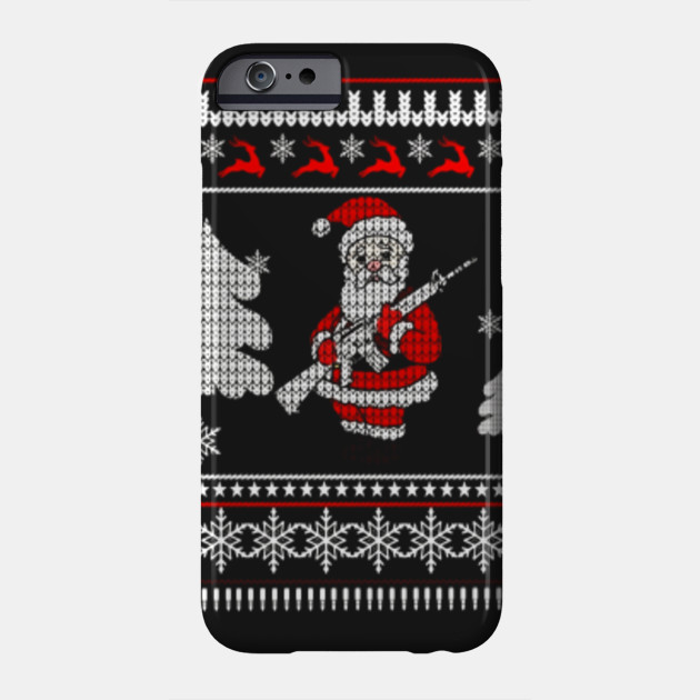 ugly christmas sweater santa hunting with rifle tshirt gun christmas gun sweater
