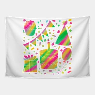 Rainbow Birthday Part Design With White Background Tapestry