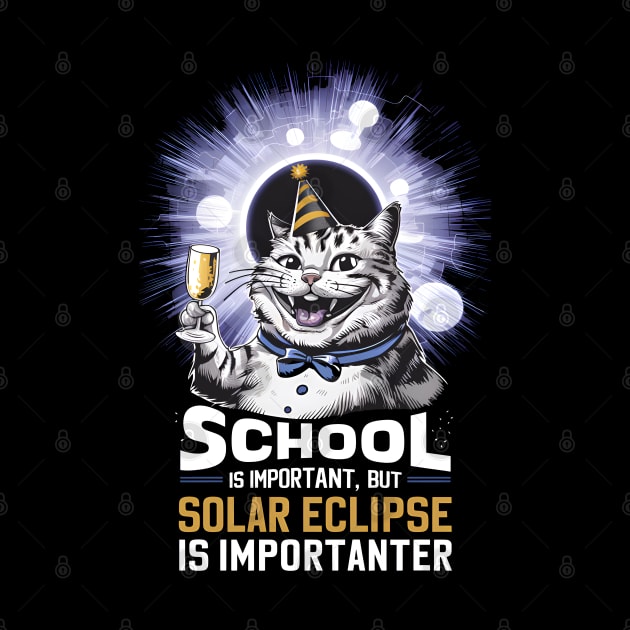 School Is Important But Solar Eclipse Is Importanter --- Funny Cat edition by BobaTeeStore