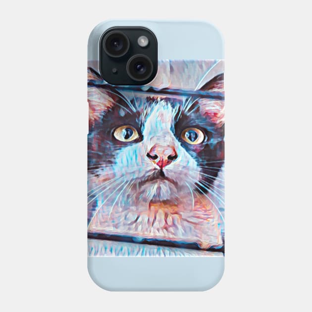 ART COLORS CAT BLUE SELFIE Phone Case by CATUNIVERSE