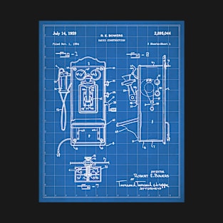 Phone Patent - Telephone Hallway Home Decor Art - Blueprint T-Shirt