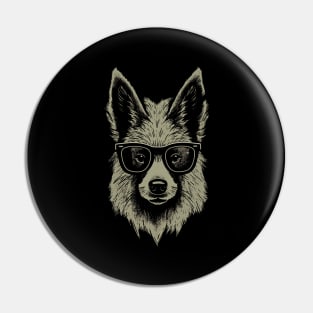 Cool Hipster Dog Wearing Glasses - Trendy Canine Art Pin