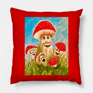 Mushroom family Pillow