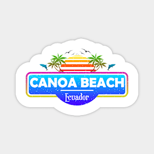 Canoa Beach Ecuador, Palm Trees Sunset Summer Magnet