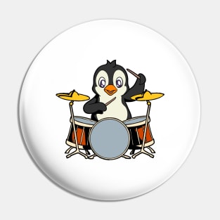 Cartoon penguin playing drums Pin