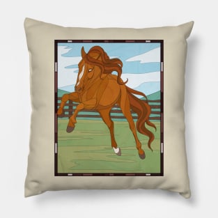 Black Beauty Stained Glass Art T-Shirt (Ginger) Pillow