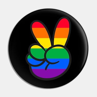 Rainbow Peace Sign Hand Pin