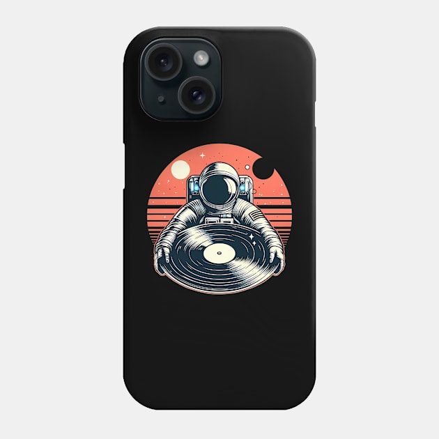 astronaut with vinyl record Phone Case by ArtisticBox
