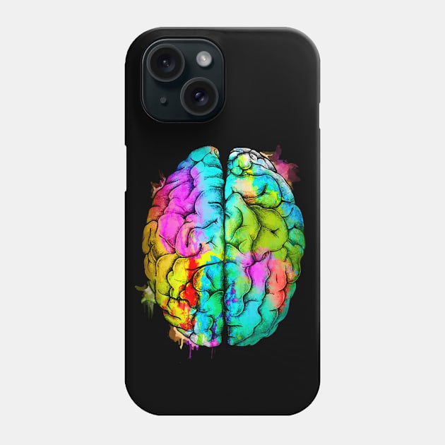 Color human brain watercolor mental health matters Phone Case by Collagedream