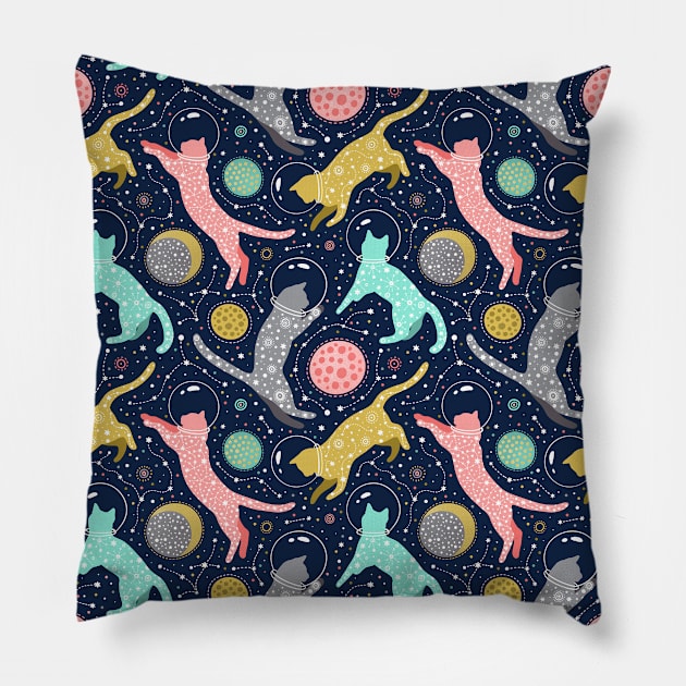 Cats in space Pillow by Julia Gosteva