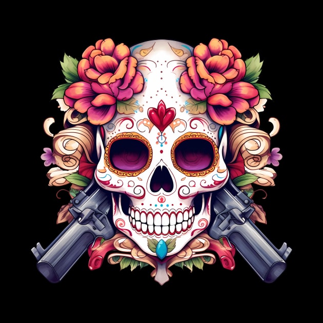 skull with guns by One Eyed Cat Design