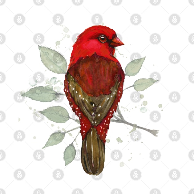 Red avadavat watercolor by Bwiselizzy