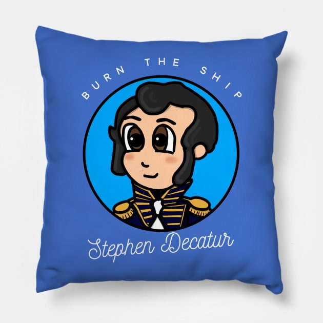 Patriot Portrait - Chibi Stephen Decatur 2 Pillow by Aeriskate