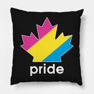 Pansexual Pride Maple Leaf - White font Pillow