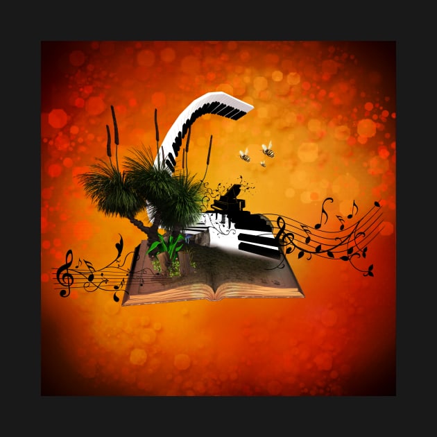 A piano is flying out of a book. by Nicky2342