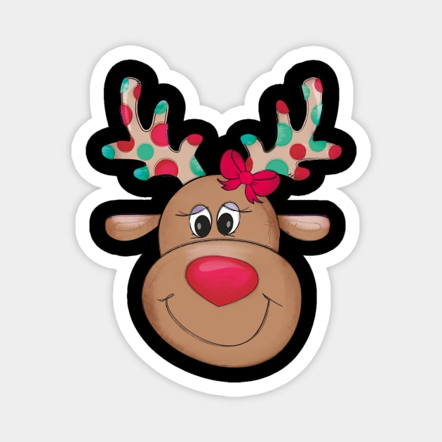 Cute Girl Reindeer Head Magnet by StacysCellar