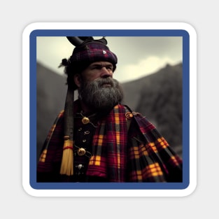 Scottish Highlander in Clan Tartan Magnet