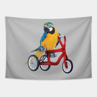 Parrot Macaw on Bike Tapestry