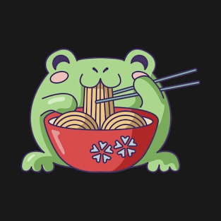 Cute Frog with Ramen - Kawaii Designs T-Shirt